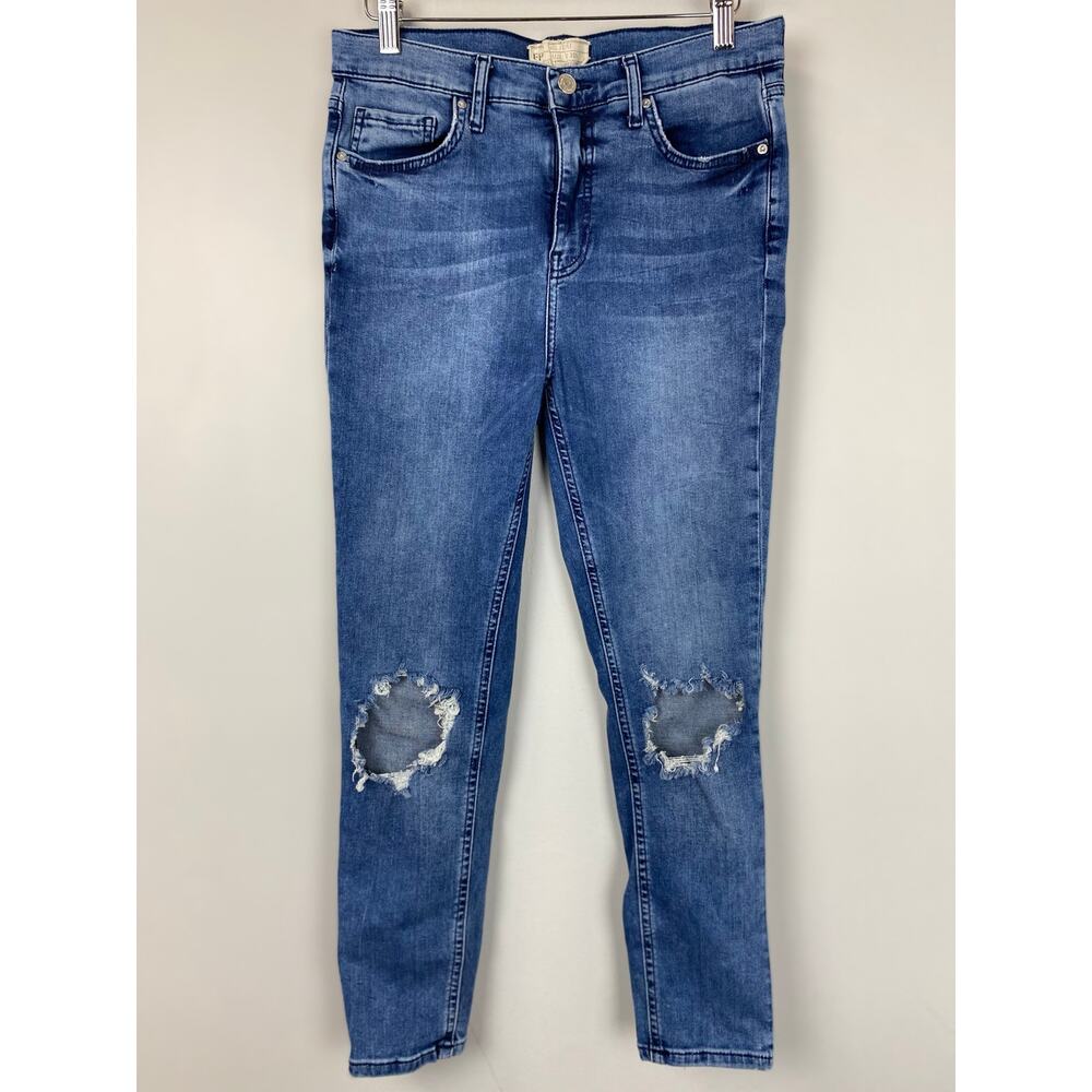 Free People Busted Knee Stretch Skinny Ankle Jeans Size 30S 10 Short